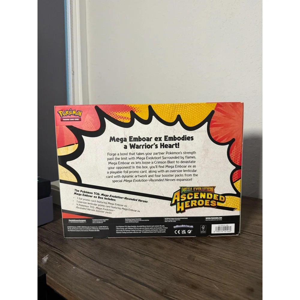 Pokemon TCG Mega Emboar ex Box Mega Evolution Ascended Heroes Sealed 4 Boosters